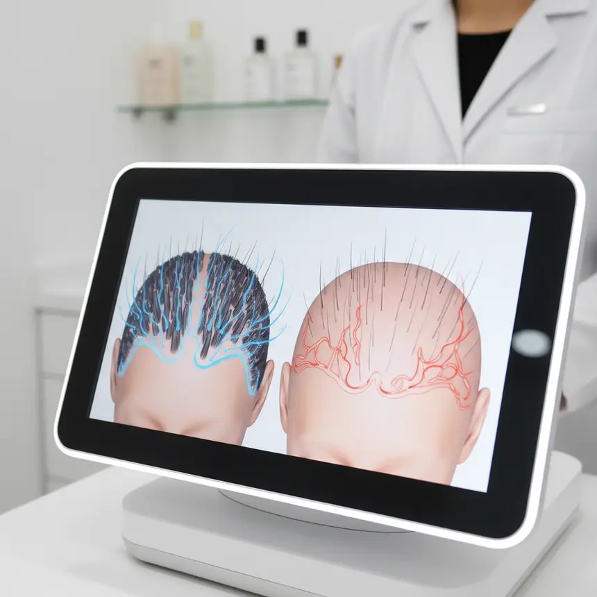 Scalp diagnostic microscope, hair density