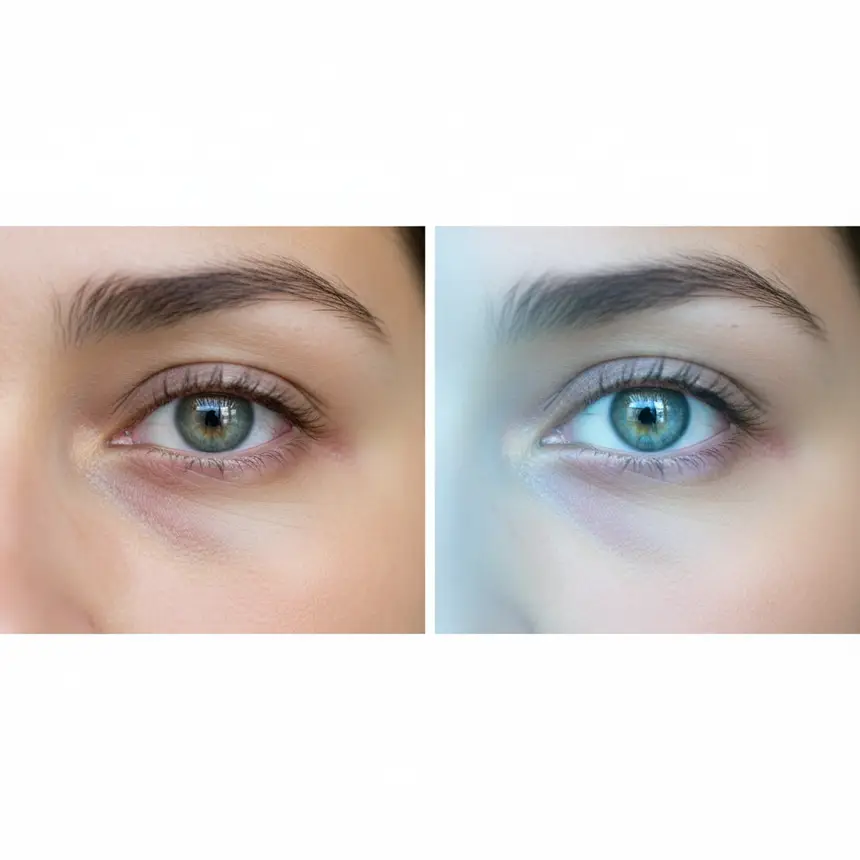 Eye area before and after