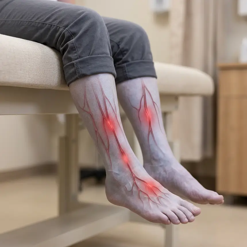 Impaired blood flow, vessel constriction