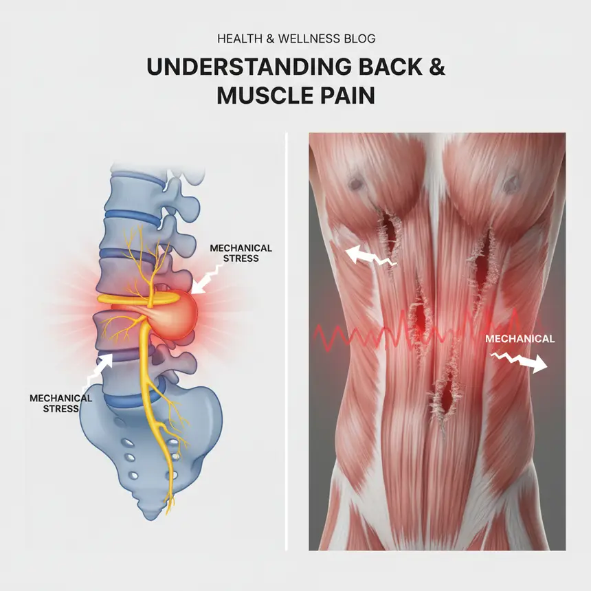Herniated disc mechanism, muscle strain occurrence, spinal nerve compression