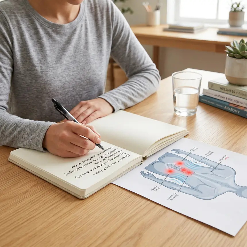 Pain journaling, symptom observation, pain classification