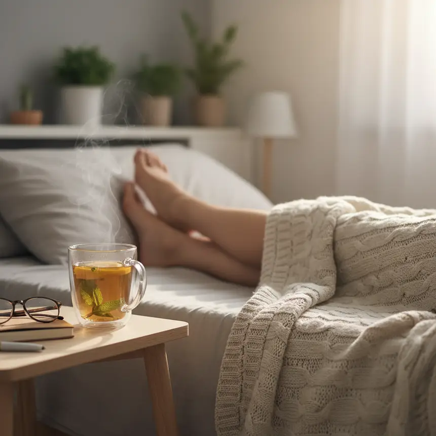 Warm tea, relaxation routine